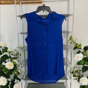 Blue Sleeveless Blouse